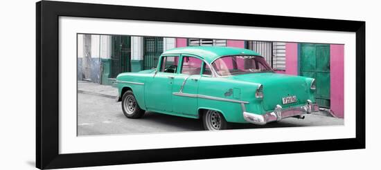 Cuba Fuerte Collection Panoramic - Cuban Turquoise Classic Car in Havana-Philippe Hugonnard-Framed Photographic Print