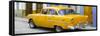 Cuba Fuerte Collection Panoramic - Cuban Yellow Classic Car in Havana-Philippe Hugonnard-Framed Stretched Canvas