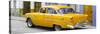 Cuba Fuerte Collection Panoramic - Cuban Yellow Classic Car in Havana-Philippe Hugonnard-Stretched Canvas