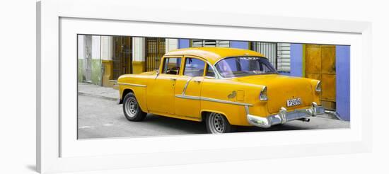 Cuba Fuerte Collection Panoramic - Cuban Yellow Classic Car in Havana-Philippe Hugonnard-Framed Photographic Print