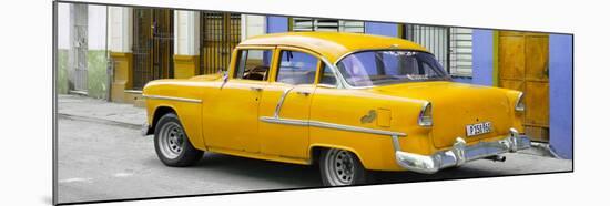 Cuba Fuerte Collection Panoramic - Cuban Yellow Classic Car in Havana-Philippe Hugonnard-Mounted Photographic Print