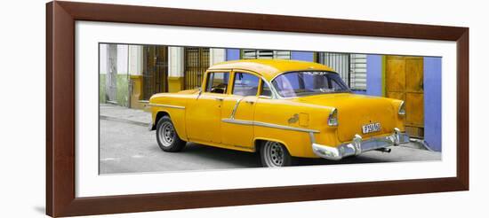 Cuba Fuerte Collection Panoramic - Cuban Yellow Classic Car in Havana-Philippe Hugonnard-Framed Photographic Print