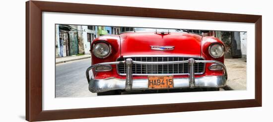 Cuba Fuerte Collection Panoramic - Detail on Red Classic Chevrolet-Philippe Hugonnard-Framed Photographic Print