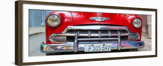 Cuba Fuerte Collection Panoramic - Detail on Red Classic Chevy-Philippe Hugonnard-Framed Premium Photographic Print