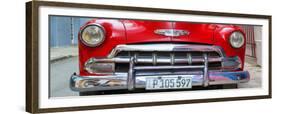 Cuba Fuerte Collection Panoramic - Detail on Red Classic Chevy-Philippe Hugonnard-Framed Premium Photographic Print