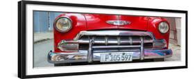 Cuba Fuerte Collection Panoramic - Detail on Red Classic Chevy-Philippe Hugonnard-Framed Premium Photographic Print