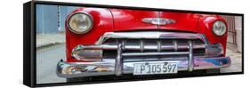 Cuba Fuerte Collection Panoramic - Detail on Red Classic Chevy-Philippe Hugonnard-Framed Stretched Canvas