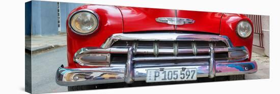 Cuba Fuerte Collection Panoramic - Detail on Red Classic Chevy-Philippe Hugonnard-Stretched Canvas