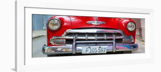 Cuba Fuerte Collection Panoramic - Detail on Red Classic Chevy-Philippe Hugonnard-Framed Photographic Print