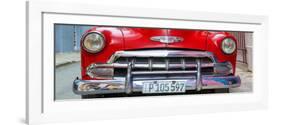 Cuba Fuerte Collection Panoramic - Detail on Red Classic Chevy-Philippe Hugonnard-Framed Photographic Print