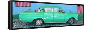 Cuba Fuerte Collection Panoramic - Green Classic Car in Trinidad-Philippe Hugonnard-Framed Stretched Canvas