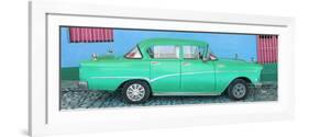 Cuba Fuerte Collection Panoramic - Green Classic Car in Trinidad-Philippe Hugonnard-Framed Photographic Print
