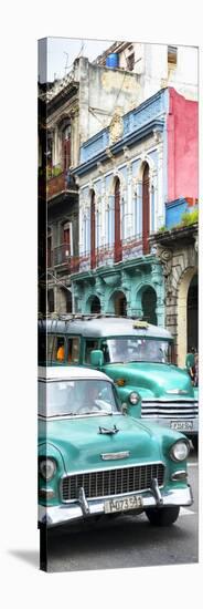 Cuba Fuerte Collection Panoramic - Green Classic Cars in Havana-Philippe Hugonnard-Stretched Canvas