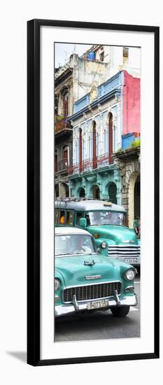 Cuba Fuerte Collection Panoramic - Green Classic Cars in Havana-Philippe Hugonnard-Framed Photographic Print