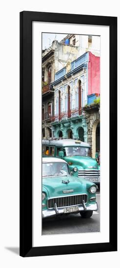 Cuba Fuerte Collection Panoramic - Green Classic Cars in Havana-Philippe Hugonnard-Framed Photographic Print