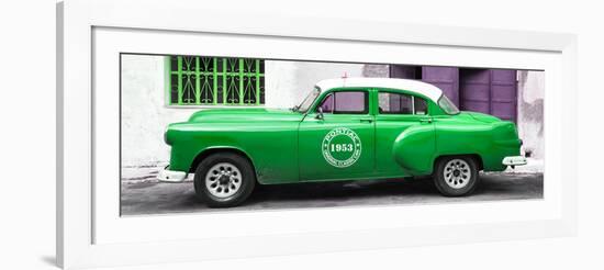 Cuba Fuerte Collection Panoramic - Green Pontiac 1953 Original Classic Car-Philippe Hugonnard-Framed Photographic Print