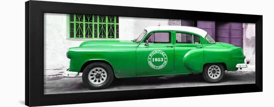 Cuba Fuerte Collection Panoramic - Green Pontiac 1953 Original Classic Car-Philippe Hugonnard-Framed Premium Photographic Print