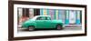 Cuba Fuerte Collection Panoramic - Green Vintage Car in Havana-Philippe Hugonnard-Framed Photographic Print