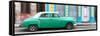 Cuba Fuerte Collection Panoramic - Green Vintage Car in Havana-Philippe Hugonnard-Framed Stretched Canvas