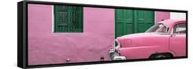 Cuba Fuerte Collection Panoramic - Havana Pink Street-Philippe Hugonnard-Framed Stretched Canvas