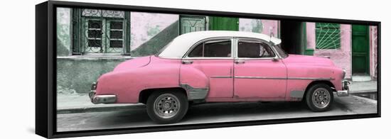 Cuba Fuerte Collection Panoramic - Havana's Pink Vintage Car-Philippe Hugonnard-Framed Stretched Canvas