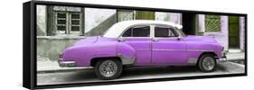 Cuba Fuerte Collection Panoramic - Havana's Purple Vintage Car-Philippe Hugonnard-Framed Stretched Canvas