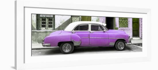 Cuba Fuerte Collection Panoramic - Havana's Purple Vintage Car-Philippe Hugonnard-Framed Photographic Print