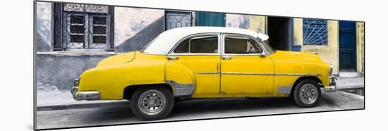 Cuba Fuerte Collection Panoramic - Havana's Yellow Vintage Car-Philippe Hugonnard-Mounted Photographic Print