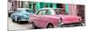 Cuba Fuerte Collection Panoramic - Old Cars Chevrolet Pink and Blue-Philippe Hugonnard-Mounted Premium Photographic Print