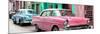 Cuba Fuerte Collection Panoramic - Old Cars Chevrolet Pink and Blue-Philippe Hugonnard-Mounted Photographic Print