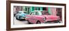 Cuba Fuerte Collection Panoramic - Old Cars Chevrolet Pink and Blue-Philippe Hugonnard-Framed Photographic Print