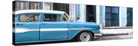 Cuba Fuerte Collection Panoramic - Old Classic American Blue Car-Philippe Hugonnard-Stretched Canvas