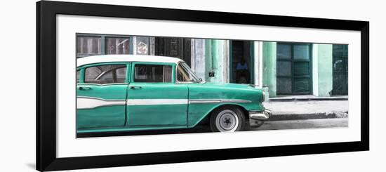 Cuba Fuerte Collection Panoramic - Old Classic American Green Car-Philippe Hugonnard-Framed Photographic Print