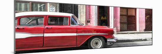 Cuba Fuerte Collection Panoramic - Old Classic American Red Car-Philippe Hugonnard-Mounted Photographic Print