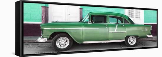 Cuba Fuerte Collection Panoramic - Old Green Car-Philippe Hugonnard-Framed Stretched Canvas