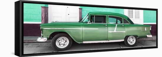 Cuba Fuerte Collection Panoramic - Old Green Car-Philippe Hugonnard-Framed Stretched Canvas