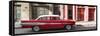 Cuba Fuerte Collection Panoramic - Old Red Car in Havana-Philippe Hugonnard-Framed Stretched Canvas