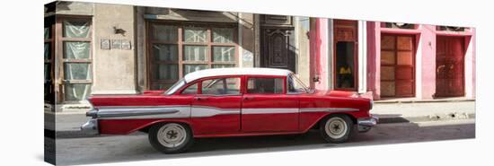 Cuba Fuerte Collection Panoramic - Old Red Car in Havana-Philippe Hugonnard-Stretched Canvas