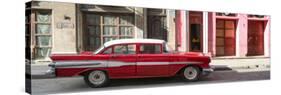 Cuba Fuerte Collection Panoramic - Old Red Car in Havana-Philippe Hugonnard-Stretched Canvas