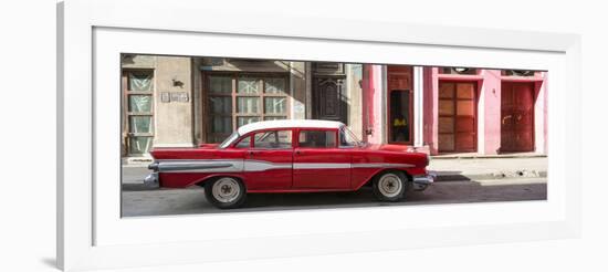 Cuba Fuerte Collection Panoramic - Old Red Car in Havana-Philippe Hugonnard-Framed Photographic Print