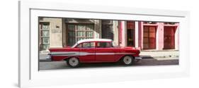 Cuba Fuerte Collection Panoramic - Old Red Car in Havana-Philippe Hugonnard-Framed Photographic Print