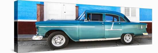 Cuba Fuerte Collection Panoramic - Old Teal Car-Philippe Hugonnard-Stretched Canvas