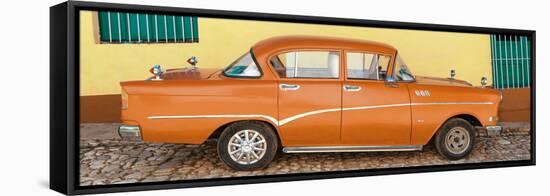 Cuba Fuerte Collection Panoramic - Orange Classic Car in Trinidad-Philippe Hugonnard-Framed Stretched Canvas