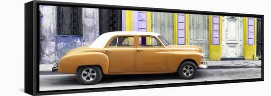 Cuba Fuerte Collection Panoramic - Orange Vintage Car in Havana-Philippe Hugonnard-Framed Stretched Canvas