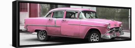 Cuba Fuerte Collection Panoramic - Pink Chevy-Philippe Hugonnard-Framed Stretched Canvas