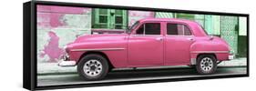 Cuba Fuerte Collection Panoramic - Pink Classic American Car-Philippe Hugonnard-Framed Stretched Canvas