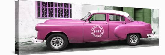 Cuba Fuerte Collection Panoramic - Pink Pontiac 1953 Original Classic Car-Philippe Hugonnard-Stretched Canvas