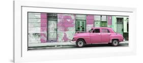 Cuba Fuerte Collection Panoramic - Pink Vintage American Car in Havana-Philippe Hugonnard-Framed Photographic Print