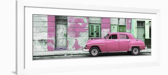 Cuba Fuerte Collection Panoramic - Pink Vintage American Car in Havana-Philippe Hugonnard-Framed Photographic Print