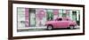 Cuba Fuerte Collection Panoramic - Pink Vintage American Car in Havana-Philippe Hugonnard-Framed Photographic Print